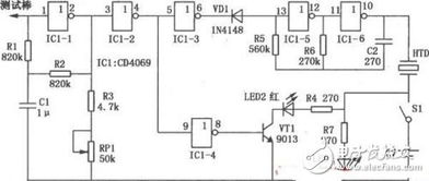 diy感應(yīng)測(cè)電筆制作電路圖 cd4069